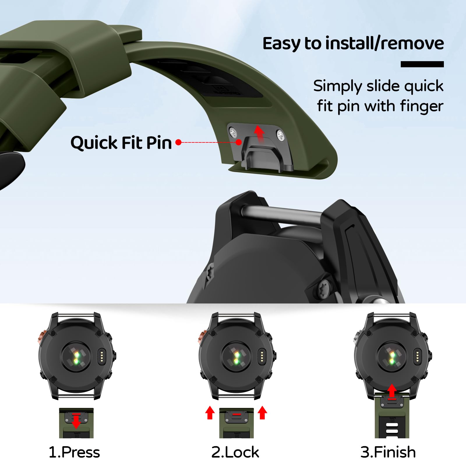 U-LIMVE Watch Strap for Garmin Fenix 8 47mm/Fenix E/Fenix 7/Fenix 7 Pro/Fenix 6/Fenix 6 Pro/Fenix 5/Epix Pro 47mm - Image 2