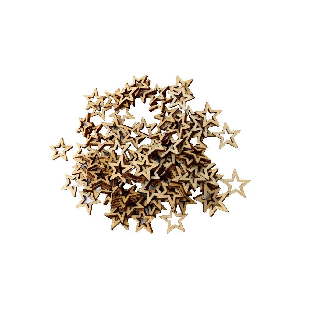 ACRA 100 Pieces Unfinished Hollow Star Shaped Wooden Embellishments Decoration 20mm