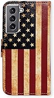 Vista 7 de Funda para Galaxy S22 Plus, funda de piel retro con bandera estadounidense con tapa para teléfono con ranura para tarjetas, soporte para Samsung