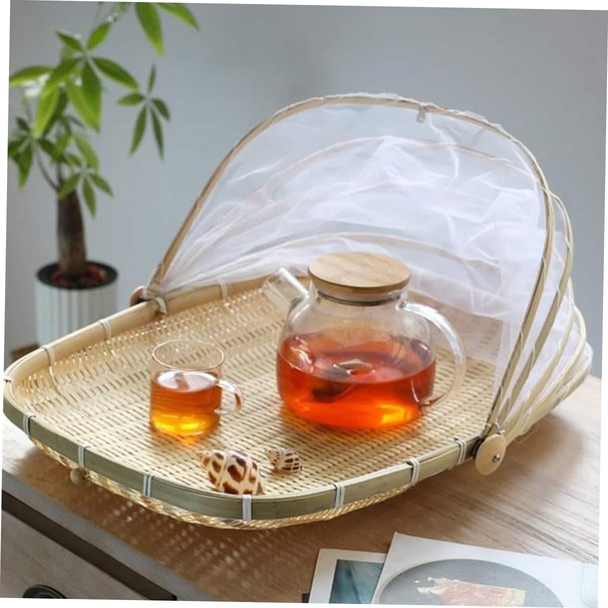 Cabilock 1Pc Handmade Woven Basket Oblong Outdoor Picnic Basket Kitchen Storage Craftsmanship for Fruits and Breads Design