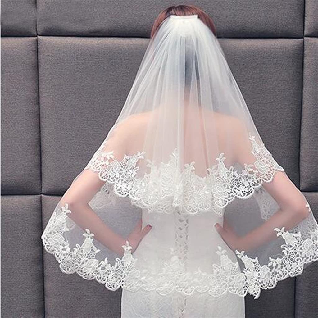 Velo de novia de dos capas JFDBGU con peine elegante para bodas