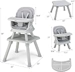 INFANS 8 en 1 Chaise haute bébé, chaise haute convertible pour les bébés et les tout-petits, siège d'appoint pour la restauration infantile, table de bâtiment, chaise de tabouret pour enfants avec plateau amovible (Grey)