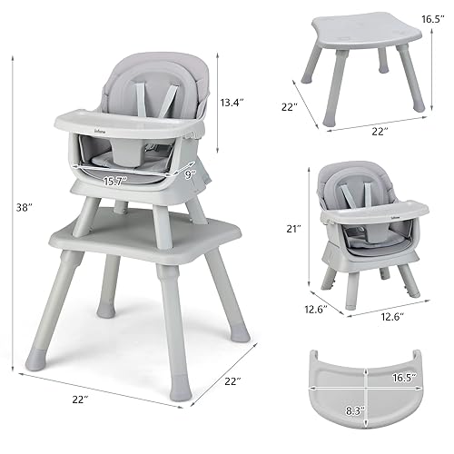 Miniatura 7 de INFANS Silla alta 8 en 1 para bebé, silla alta convertible para bebés y niños pequeños, asiento elevador de comedor para bebés, mesa de bloques de