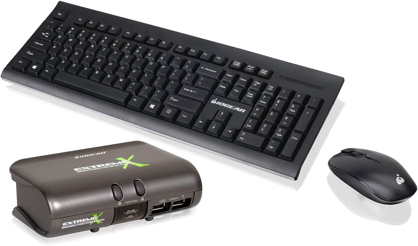 Best Promo IOGEAR 2-Port KVMP with Long Range Media Center Keyboard and Mouse, GCS1732-KM1