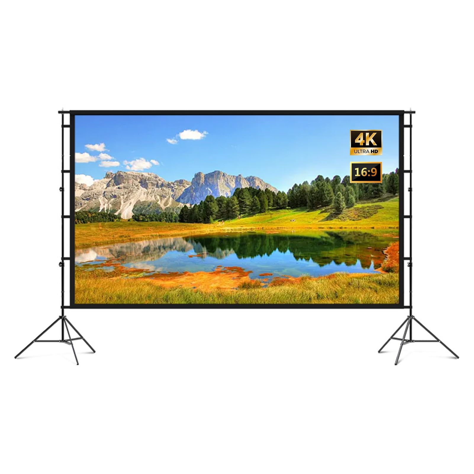 100 120 150 Pollici Schermo del Proiettore Portatile di 4K HD, Telo Cinematografico All'aperto di 16:9 Anti-Crease con Treppiede per Cinema in Casa(100 inch)
