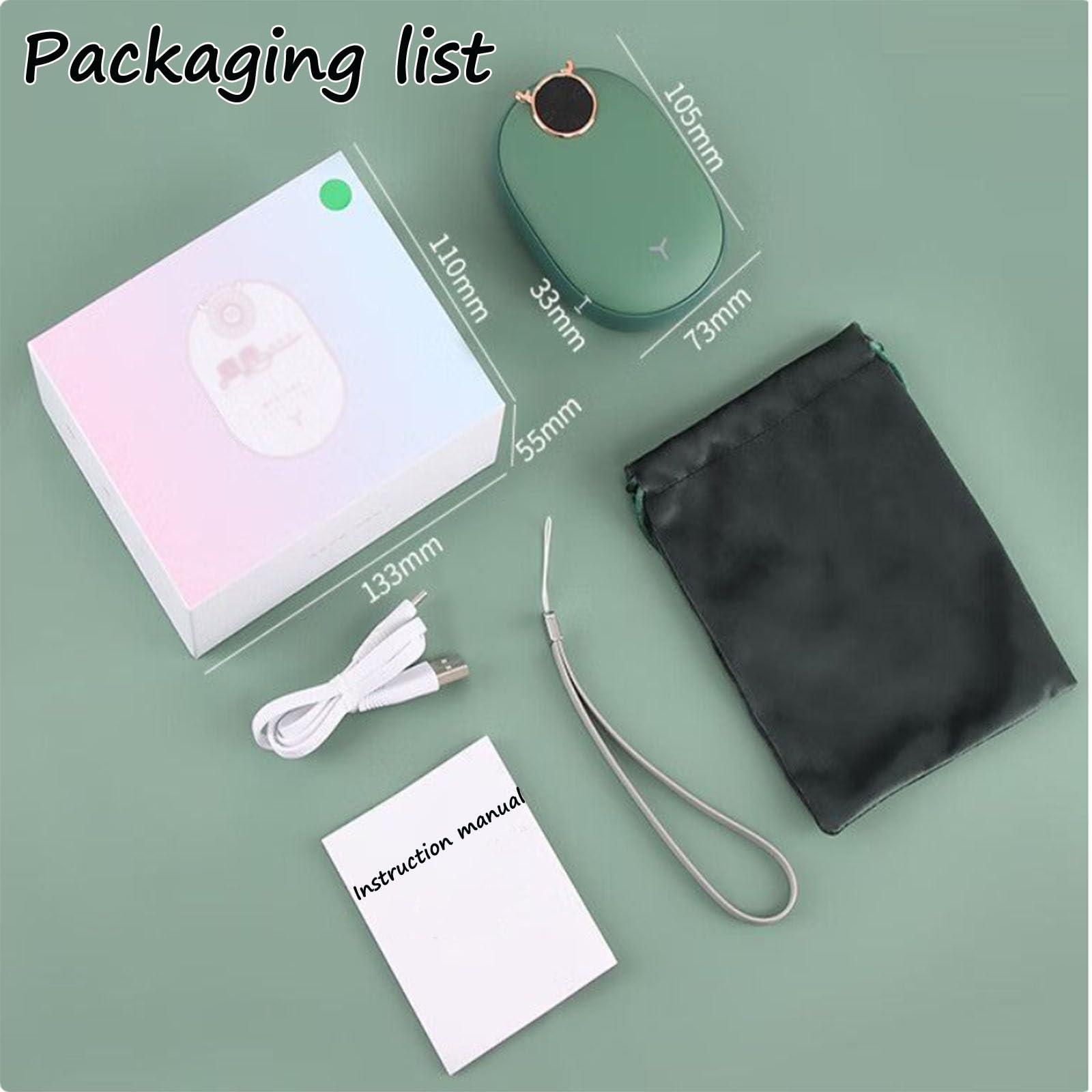 Mini Scaldamani E Power Bank, 2 Configurazioni, Riscaldamento Rapido in 5 Secondi, Riscaldatori Elettrici Portatili da Tasca, Riutilizzabili, Ufficio E RegaloGreen,One Size