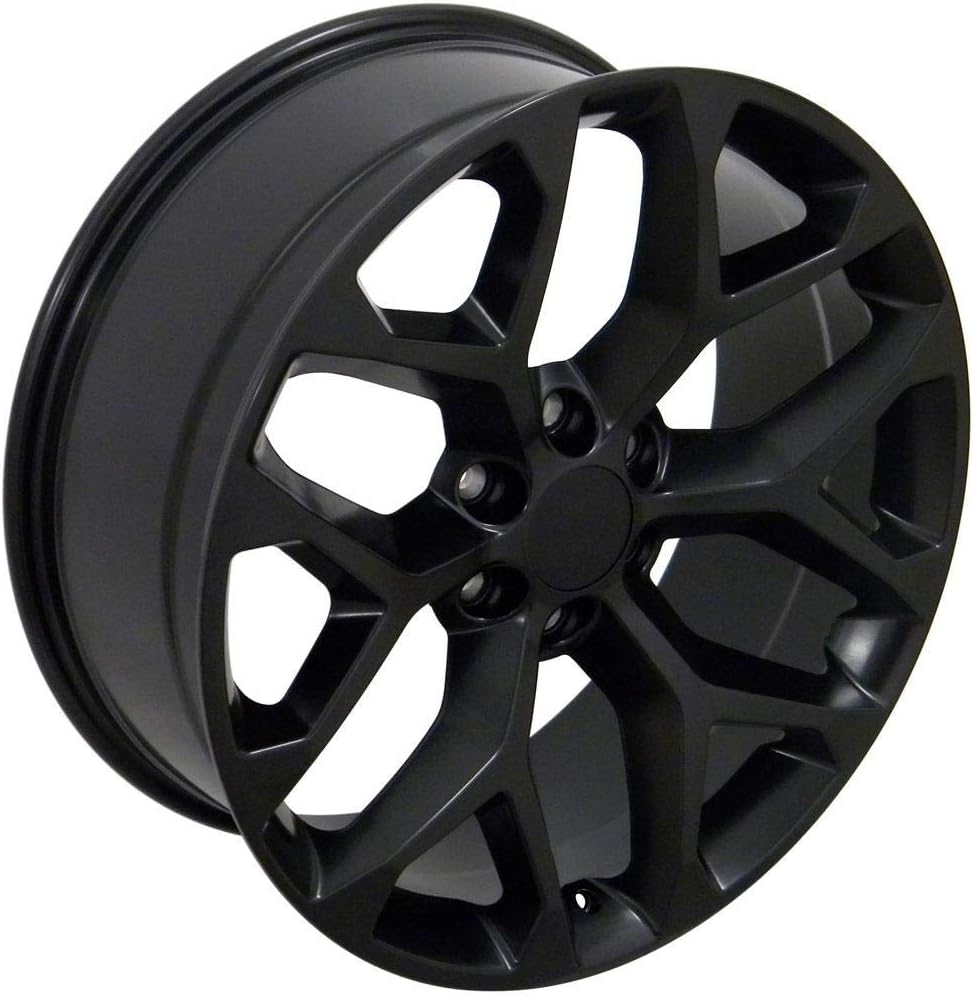 OE Wheels CV98 22 Inch Rims Fit Silverado 1500 Snowflake Style 6x139.7 22x9 Satin Black - Hollander 5668 (Set of 4)