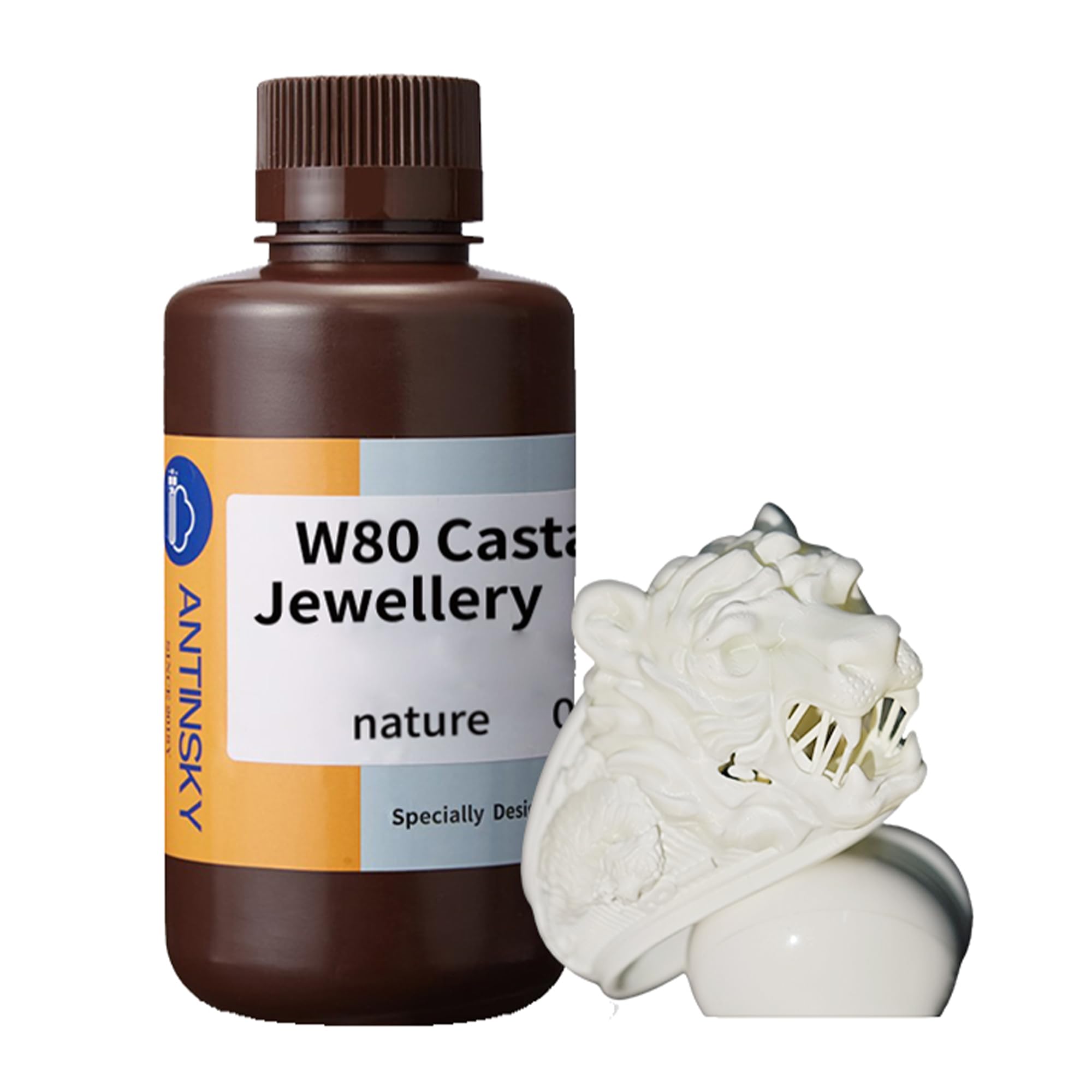 Antinsky W80 Resina moldeable para joyería para DLP LCD Curado UV Resina de 405 nm Impresora 3D Cera alta 80% Fácil de imprimir Usar y grabar Alta resolución Fabricación de joyerías Blanco 0,5 kg