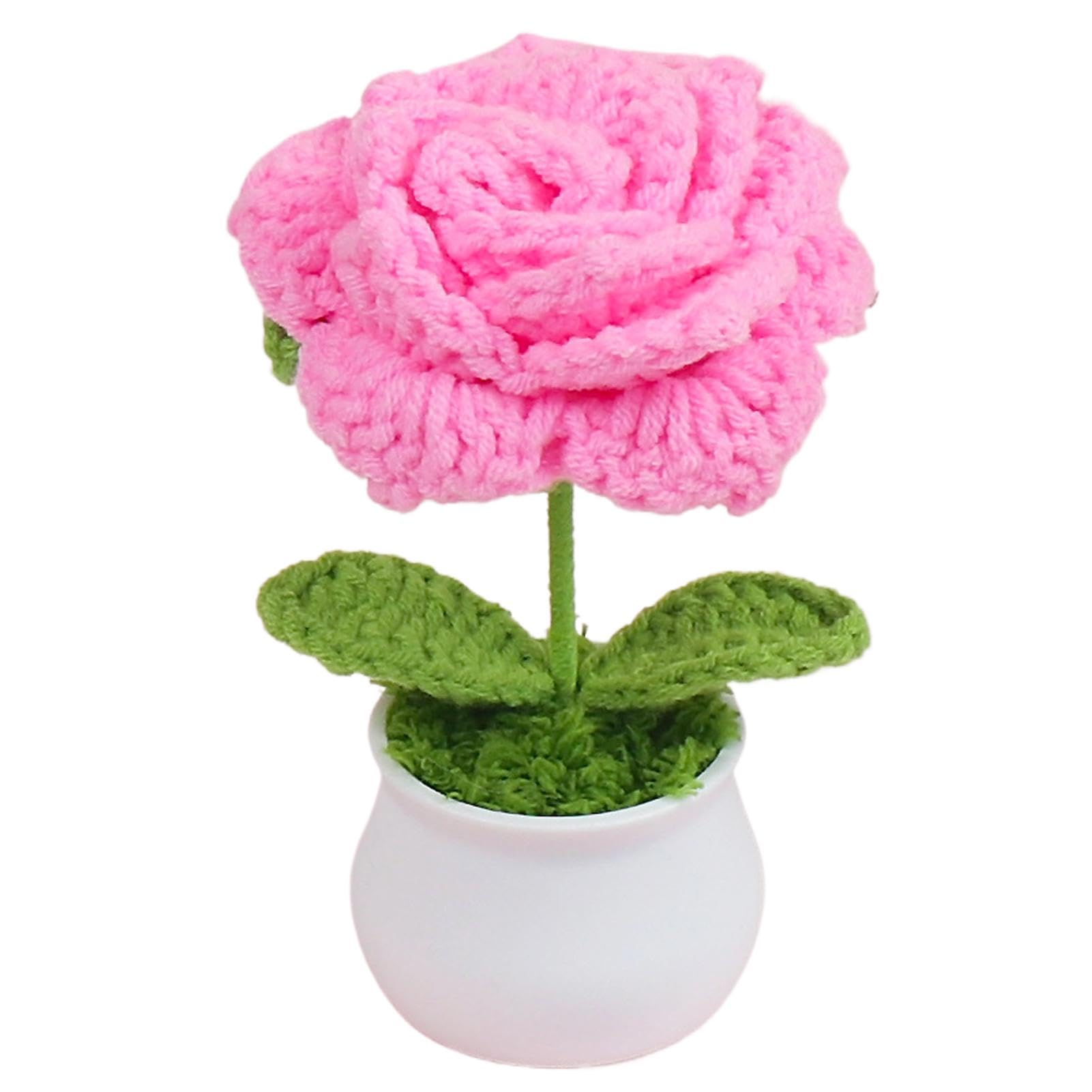 Gehkelte Rosen-Topfpflanze, handgefertigte gehkelte Rosen, gestrickte  Rosen, gehkelte Topfpflanzen, knstliche Farbverlaufsblumen gehkelt fr  ...