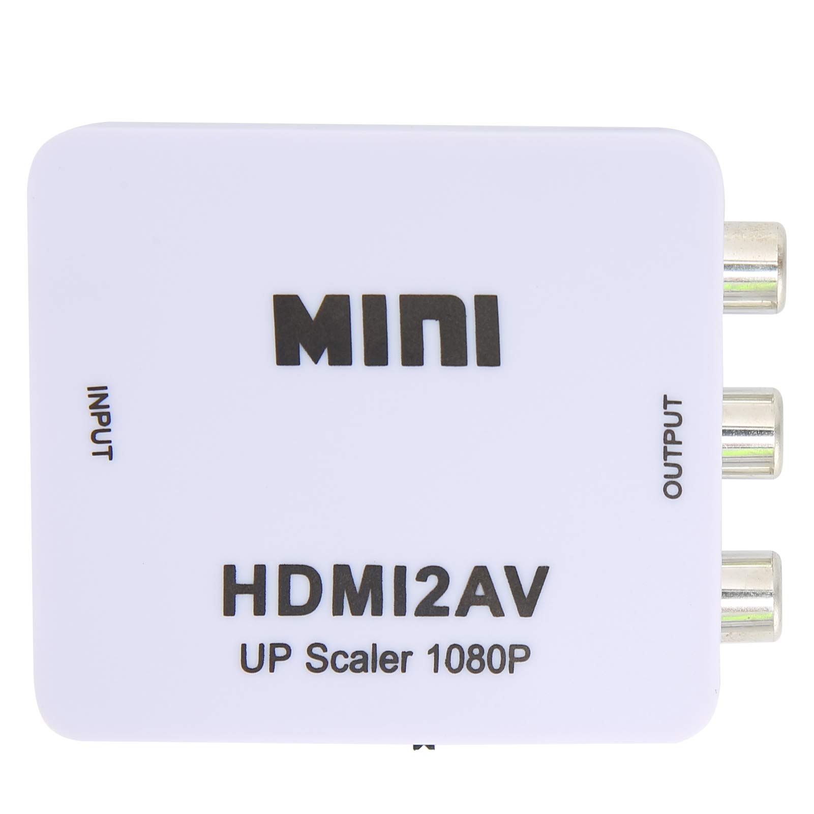 HDMI to AV Converter Adapter, 1080P Mini RCA Composite CVBS Video Audio Converter Adapter, RCA to HDMI, RCA Splitter Switcher for TVs(White with standard 1080P)