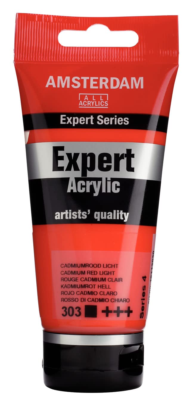 Amsterdam Expert Series Acrylic Tube - 75 ml Cadmium Red Light 303 - Professional Artist Quality High Lightfastness - Heavy Body Texture