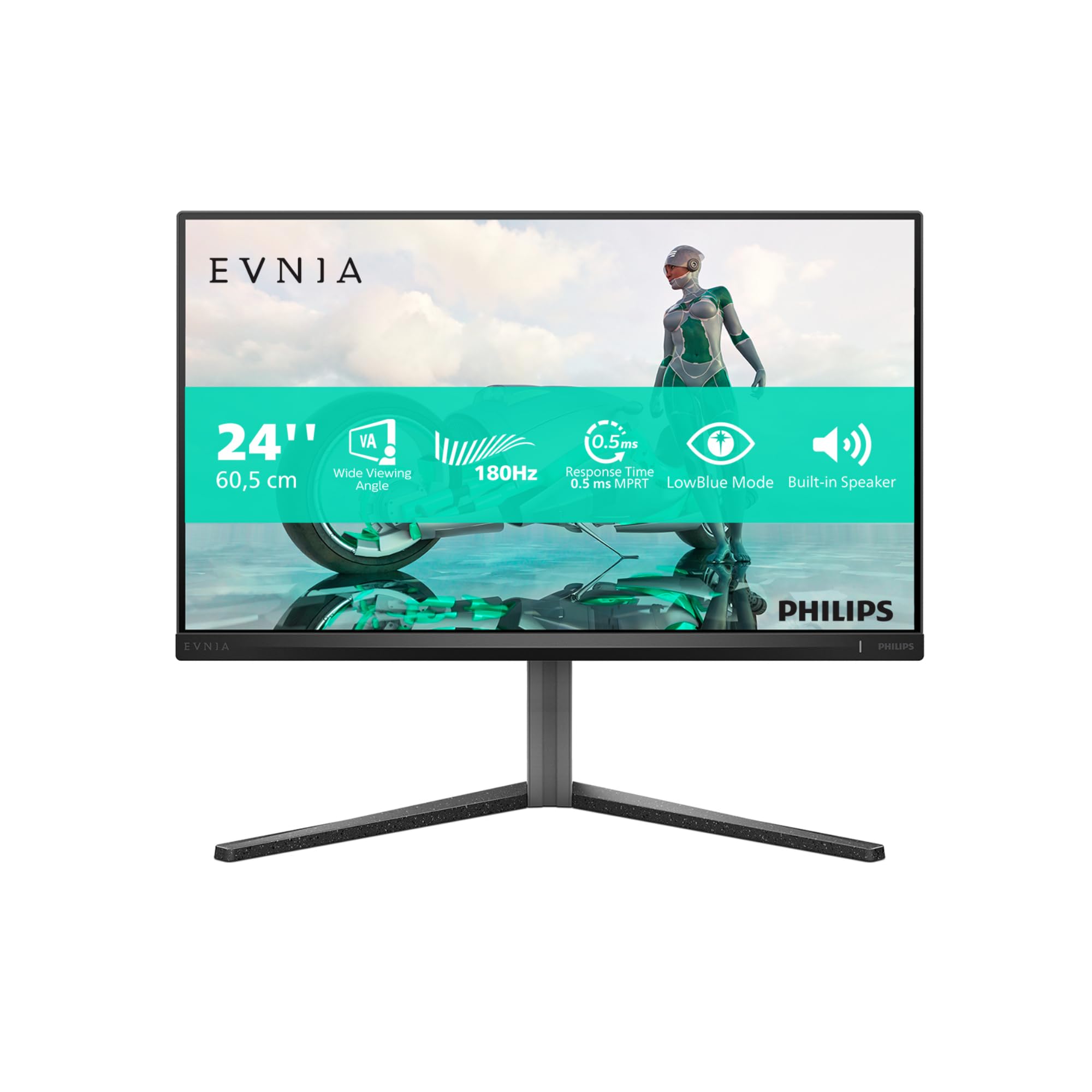 Philips Evnia 24M2N3200A - Monitor da gioco FHD da 24 pollici, 180 Hz, 0,5 ms, FreeSync Prem., G-Sync comp. (1920x1080, HDMI 2.0, DisplayPort 1.4) nero-grigio