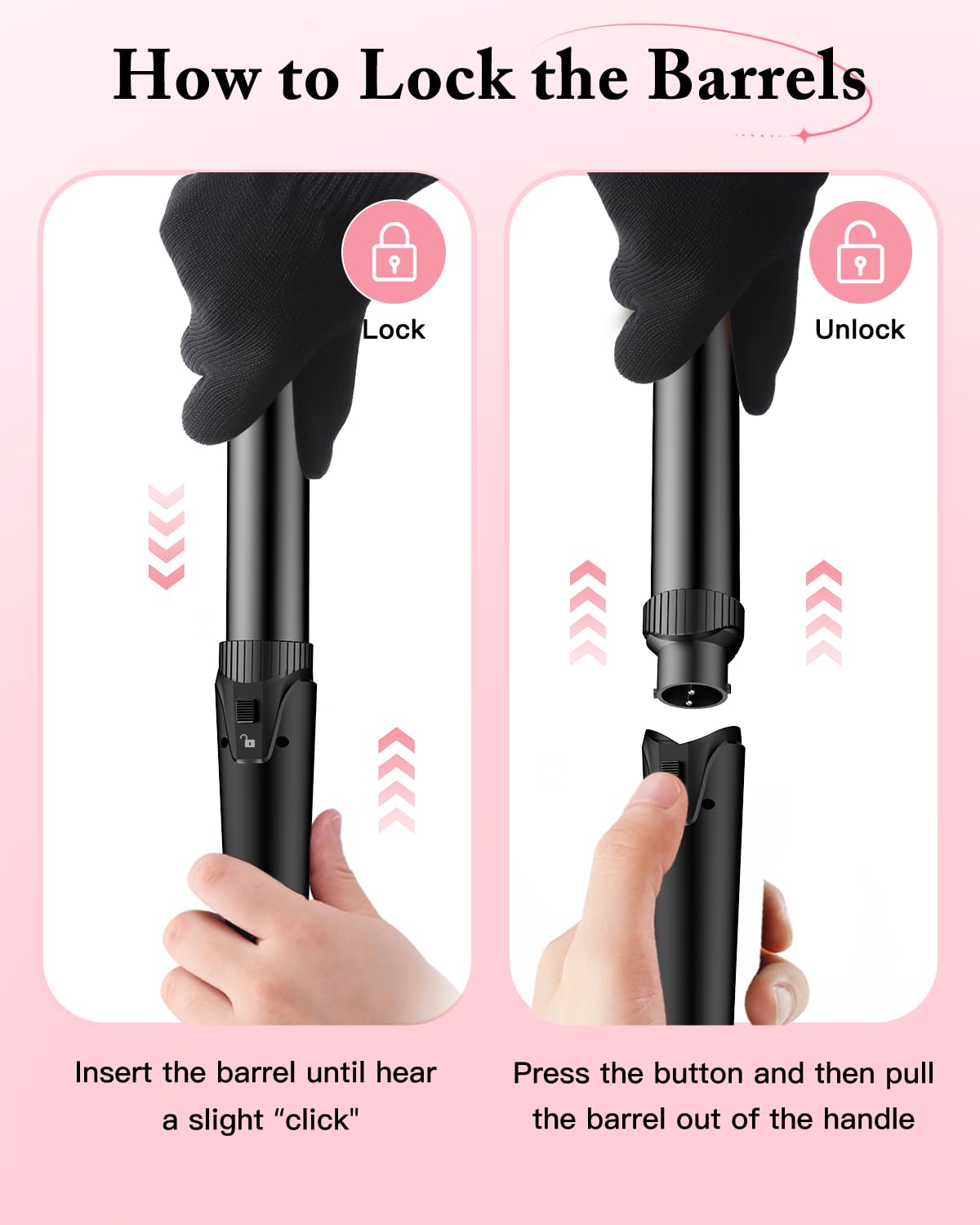 BESTOPE PRO Ensemble de bigoudis en fer ondulé 5 en 1 - bigoudis 3 barils pour grandes boucles sans boucles en céramique avec différents accessoires Réglage de la température, Noir