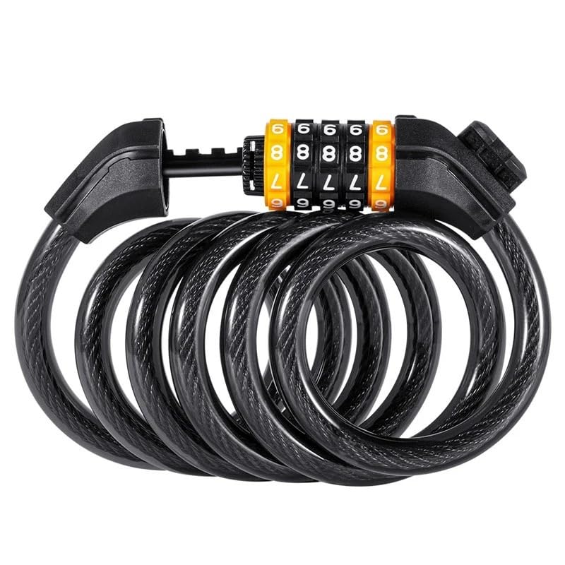 Lucchetto Bici Lucchetto for cavo con codice a cifre for bicicletta 120/150 cm Catena Bici | Catena a filo per scooter MTB, bici da strada, bicicletta, 150 cm, codice 5