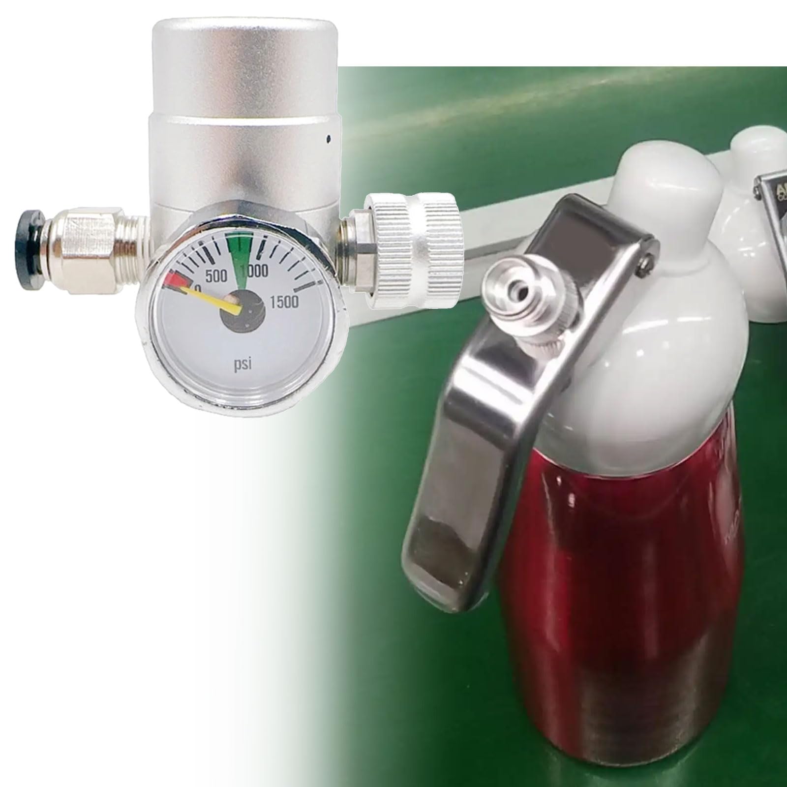XQZWYFCBJB Pressure Stabilizer for Whipped Cream Maker with 1500psi Pressure Gauge Whipping Device Stainless Steel Whipped Dispenser