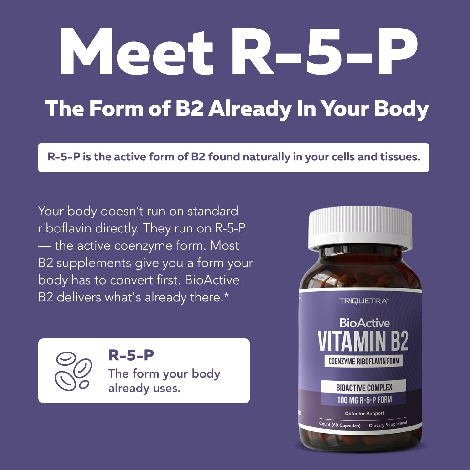 Vitamin B2 100mg, Active Riboflavin with Magnesium Bisglycinate & D-Ribose — Amazon image 3
