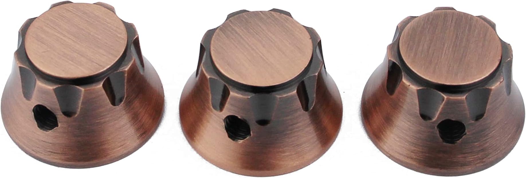 Guyker 3Pcs Top Hat Guitar Potentiometer Control Knobs 6mm Dia. Shaft Pots - Brass Bell Cap Speed Tone Volume Knob Replacement Parts for Electric Guitar or Precision Bass - bronze