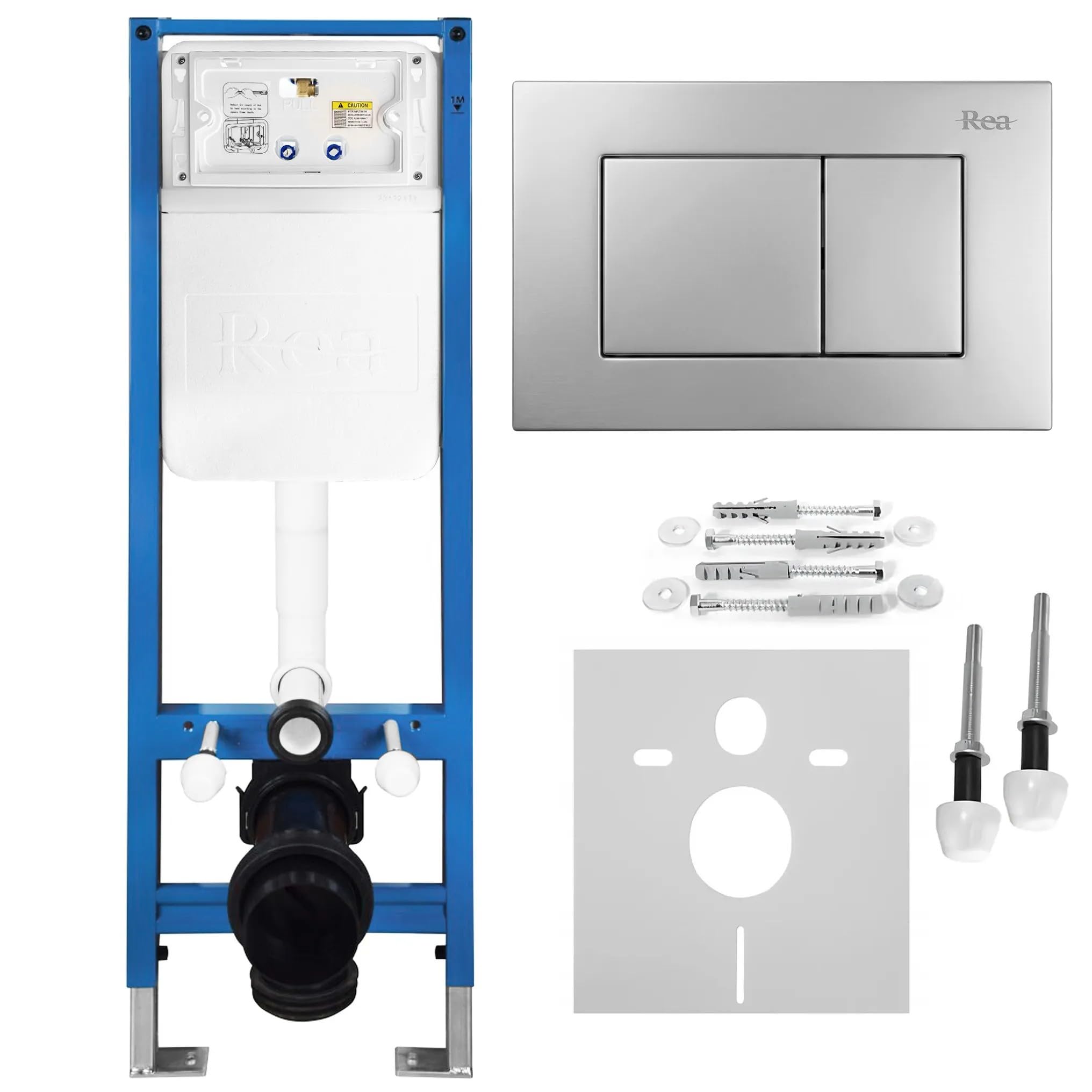Rea - Juego de bastidores ocultos para inodoro Slim 024n con botón J satinado - 22 x 35,2 x 106,2 cm