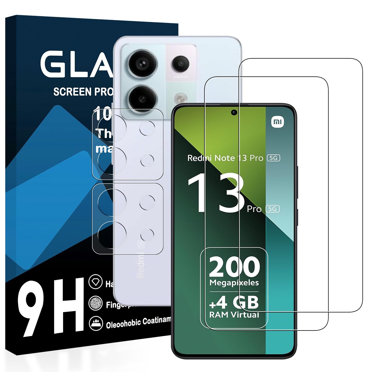 対応 Redmi Note 13 Pro 5G ガラスフィルム【2+2枚セット-国産AGC旭硝子ガラス】 Redmi Note 13 Pro 5G 保護フィルム 【 硬度9H 国産旭硝子AGC素材 気泡ゼロ 飛散防止 指紋防止 高感度 衝撃吸収 ラウンドエッジ加工 】JCJCLY-DFGR4