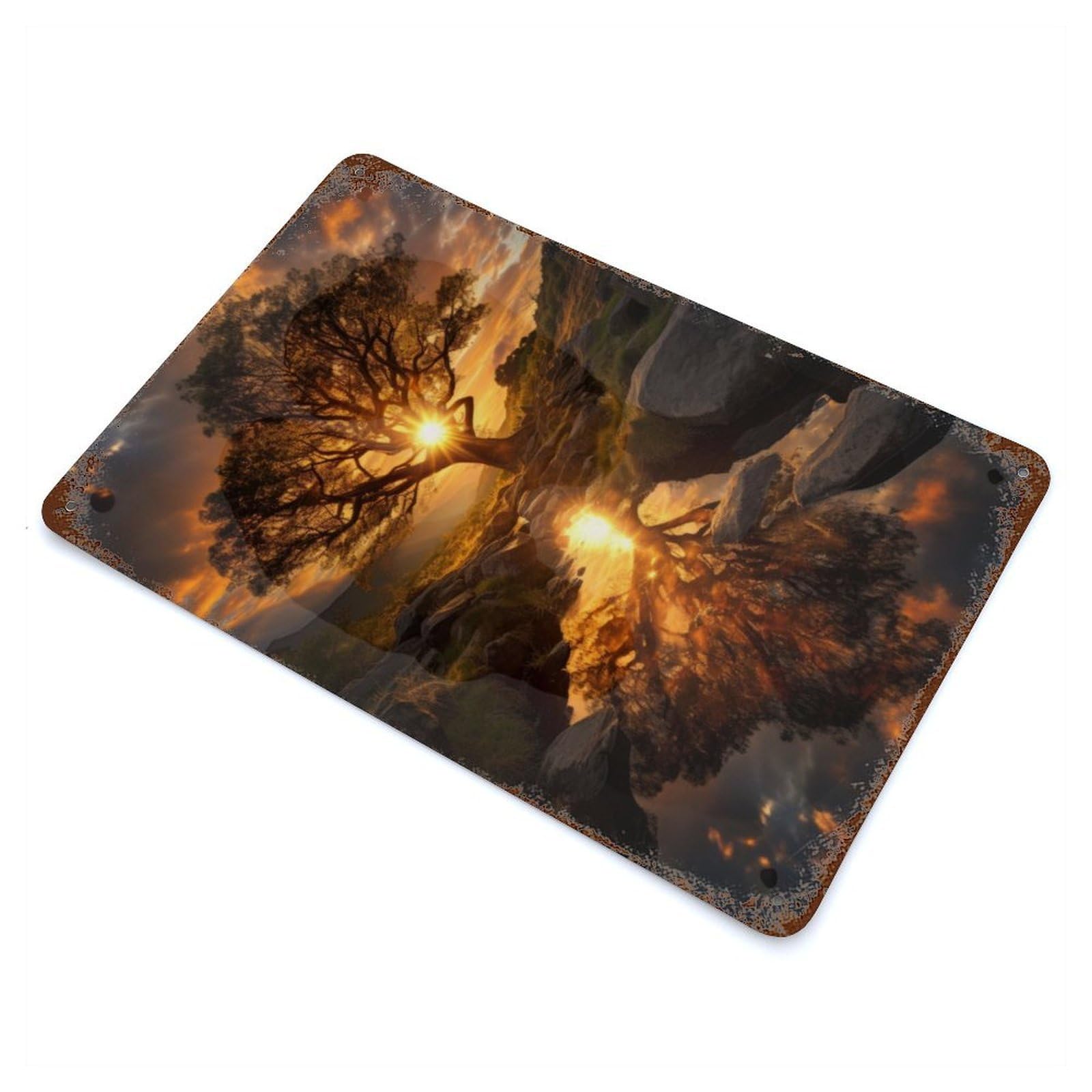 Reflection Vintage Rust Metal Sign 11.8"x7.9", Ideal for Basement, Hobby Room And Garage Decor