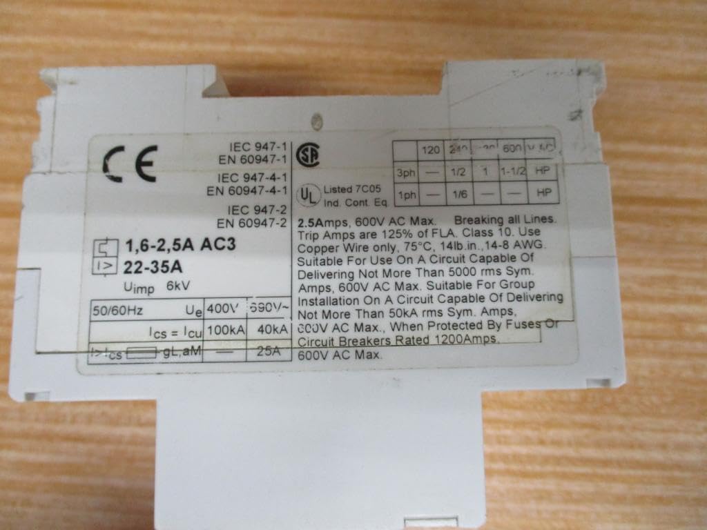 ABB MS325-25 Manual Motor Starter, 25 Rated Amps, 20.0-25.0 Amps Range
