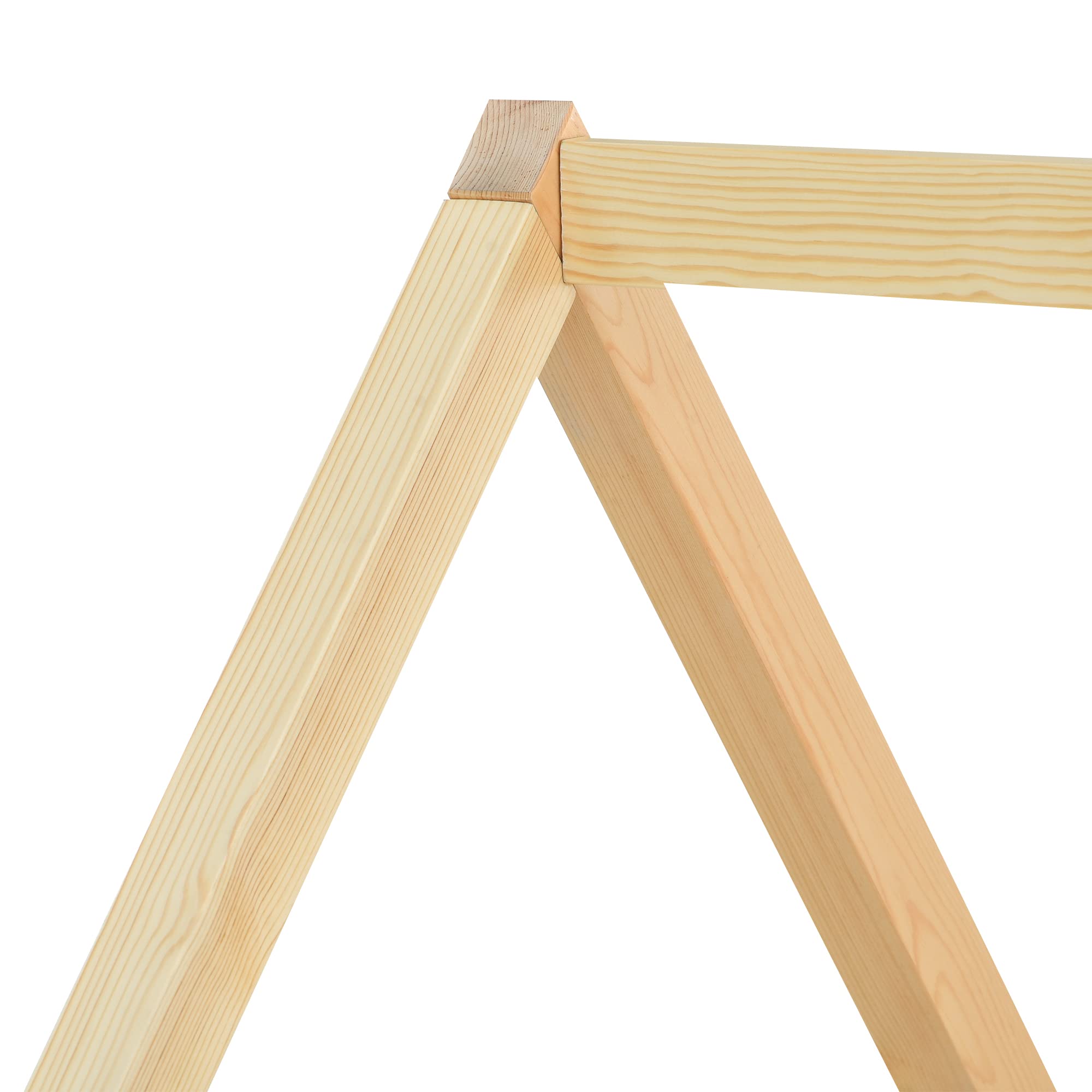 Letto per casa sull'albero, letto singolo, letto per bambini, letto estraibile con ruote inferiori, in legno massello, letto bianco, sedia sottotetto colore naturale (90 x 200 + 90 x 190 cm)