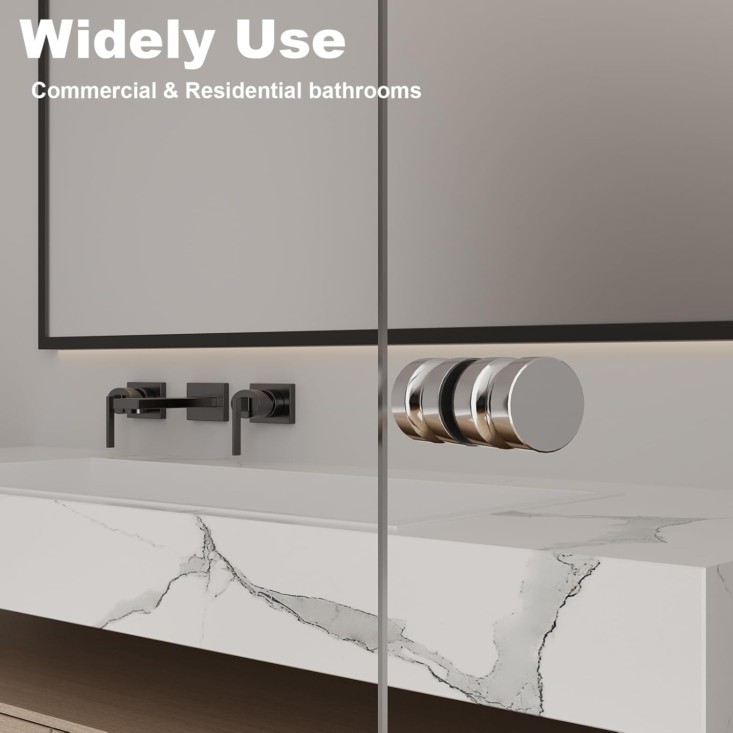 Shower Glass Door Handle, SUS304 Stainless Steel Bathroom Door Knob, Heavy Duty Double Sided Sliding Shower Doors Pull Knob Handle for Replacement Glass Door Knob Polished Chrome