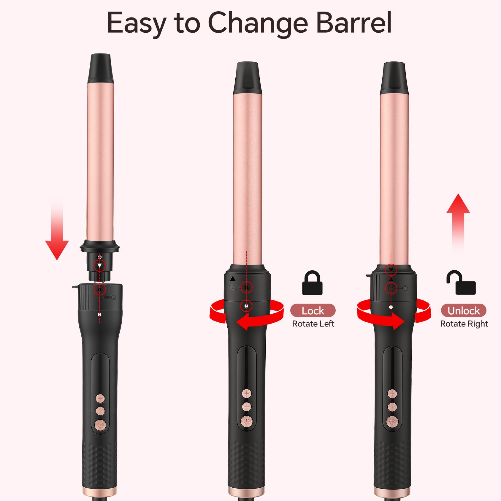 Fer à Boucler Boucleur a Cheveux Céramique Fer à Friser 3 en 1 avec LCD Écran pour créer de grosses vagues, Multifonction Interchangeable 9-32mm boucleur a cheveux avec Gant