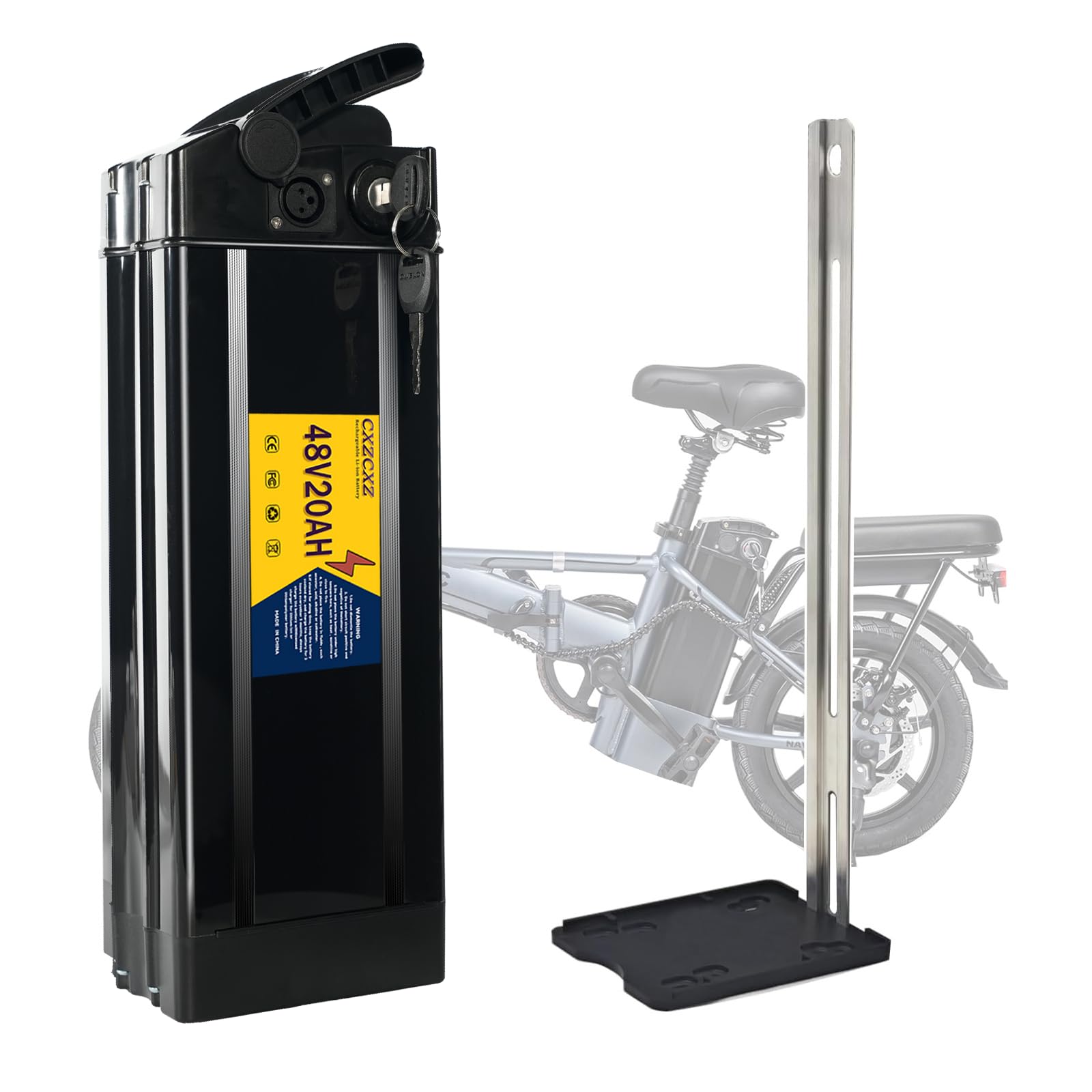 48V 20Ah/10Ah E-Bike Battery,250W/350W/500W/700W/900W/1000w Lithium Battery for Folding Electric Bikes,Ebike Replacement Batteries with 2A Fast Charger,Safety Lock (48V20AH(250W-1000W)