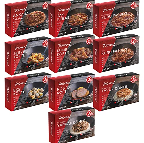 7düveeL Türkische Gourmet-Fertiggerichte Verkostungs 10 Packung- Turkish Cuisine Taste 10 Pack (5x300g + 5x250g) Meat dishes from Turkish Cuisine Cover
