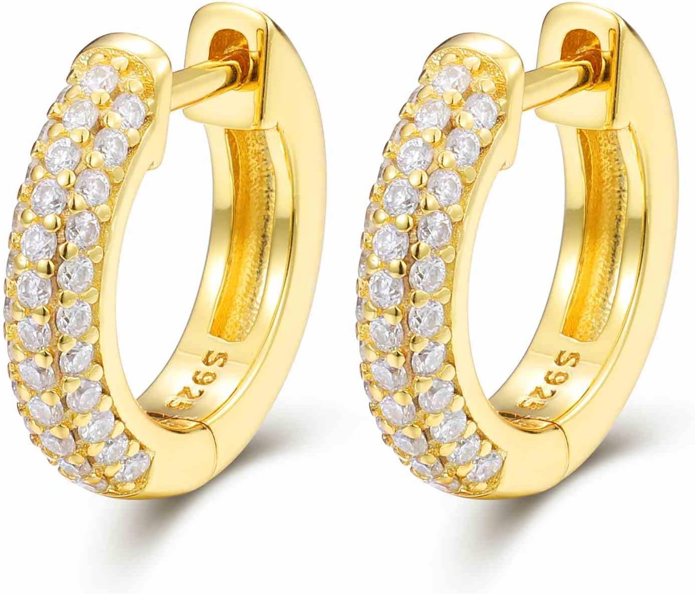 Iced Out Hoop Earrings 925 Sterling Silver D Color VVS Moissanite Huggie Cartilage Cuff Hypoallergenic Luxury Fashion Round Circle Silver Gold Hoop Earrings For Women - Image 7