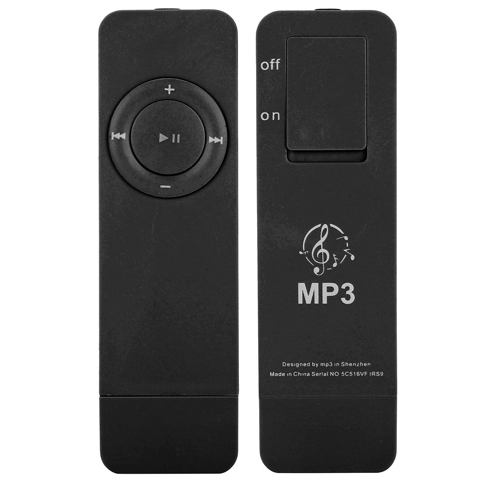 PUSOKEI Lettore Musicale, Chiavetta USB MP3 con Auricolari da 3,5 Mm/1,4 Pollici, Lettore MP3 con Cordino, Espandibile Fino a 32 GB(Nero)