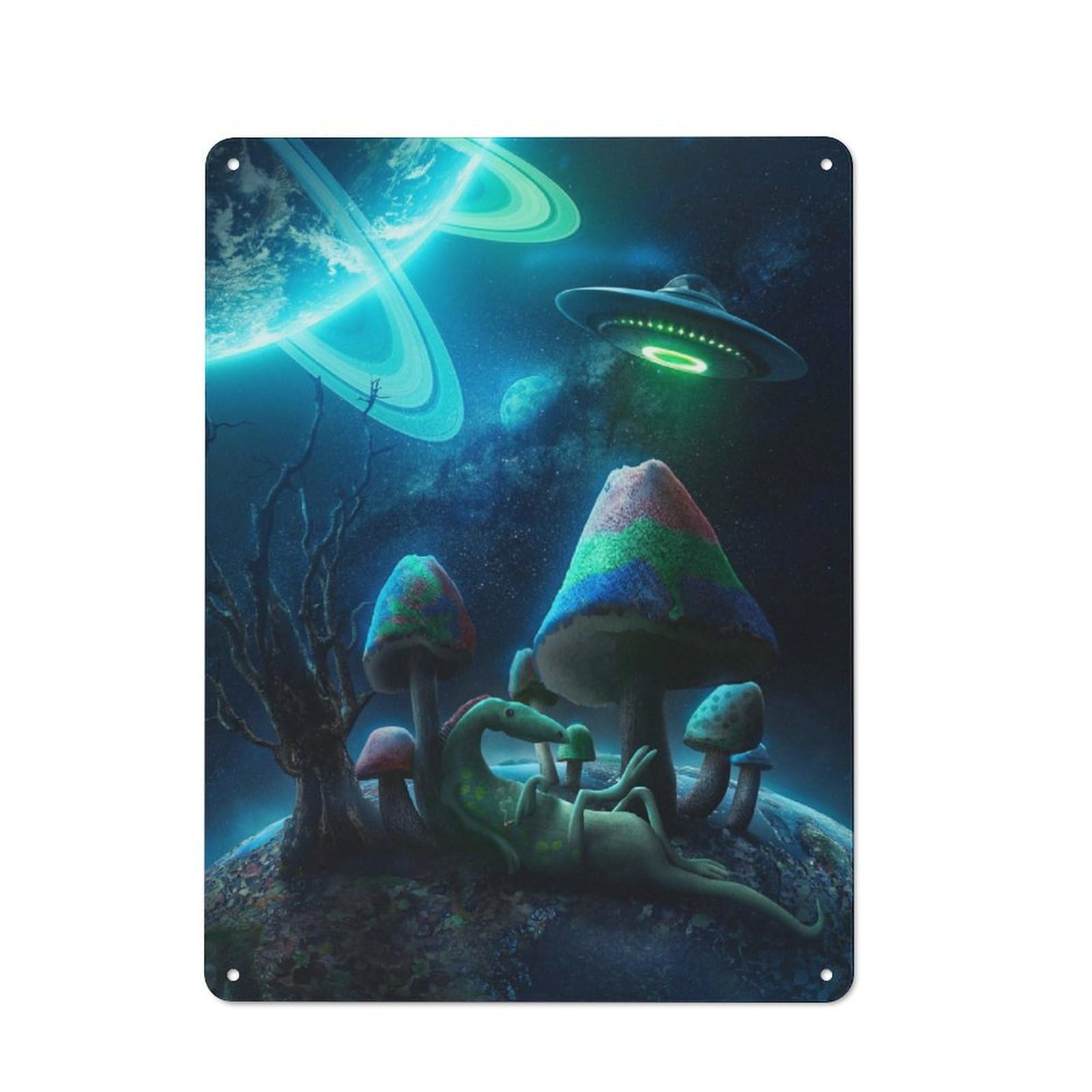 Junmoney A Distant Planet Rustic Tin Sign 40X30cm For Living Room Or Hallway, Suited To Living Room Decor Lovers