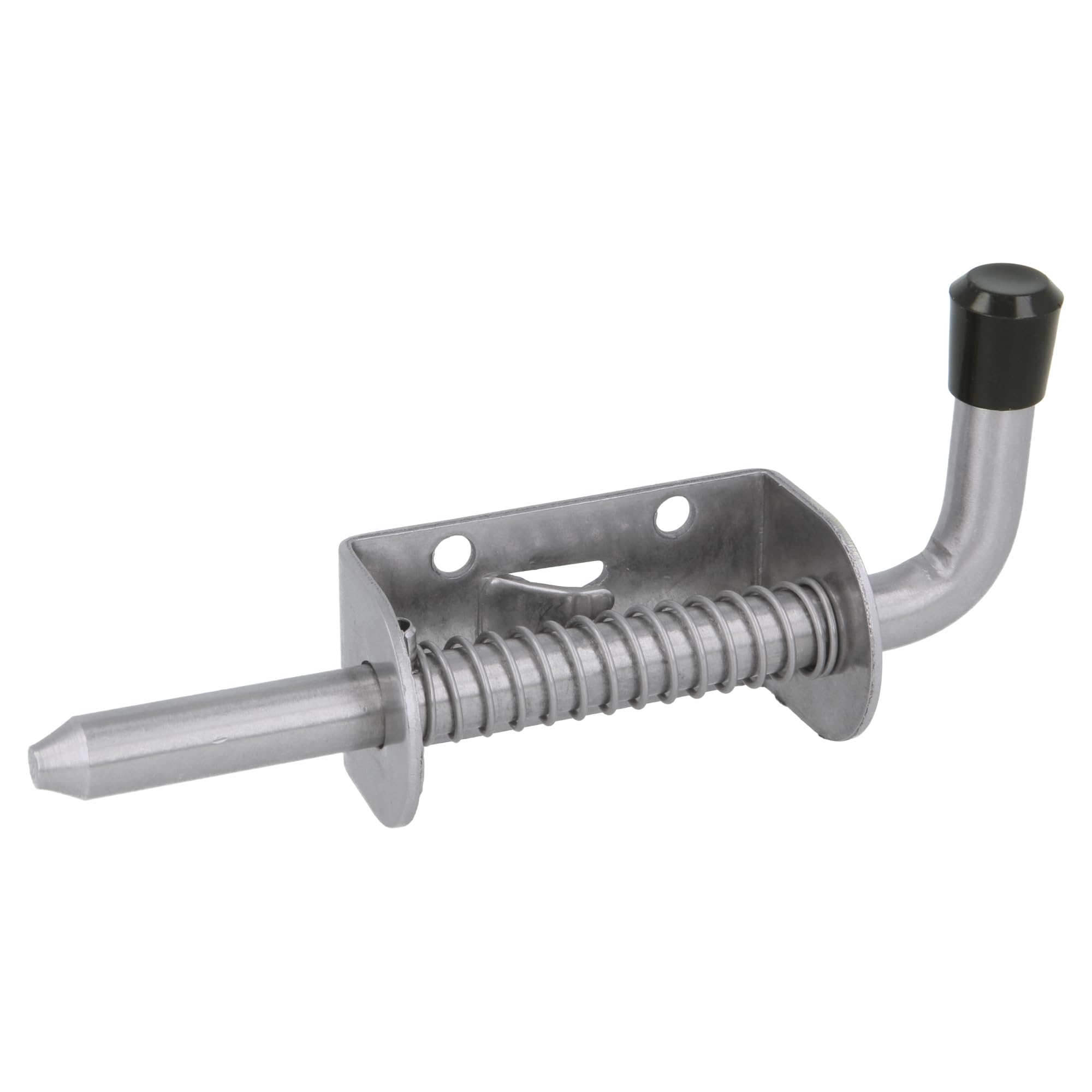 Amig - Pasador de Sobreponer con Muelle para Puertas - Pestillo de Seguridad para tu hogar - Cierre resistente para portones - Negro - Acero Inoxidable - Medidas: 60 x 30 mm - Incluye Tirafondos
