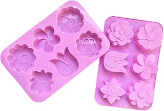 6 キャビティシリコンフラワーベーキングモールドノンスティック簡単リリースケーキ用カップケーキデザート石鹸作りノンスティックシリコーンビスケットチョコレートケーキ型