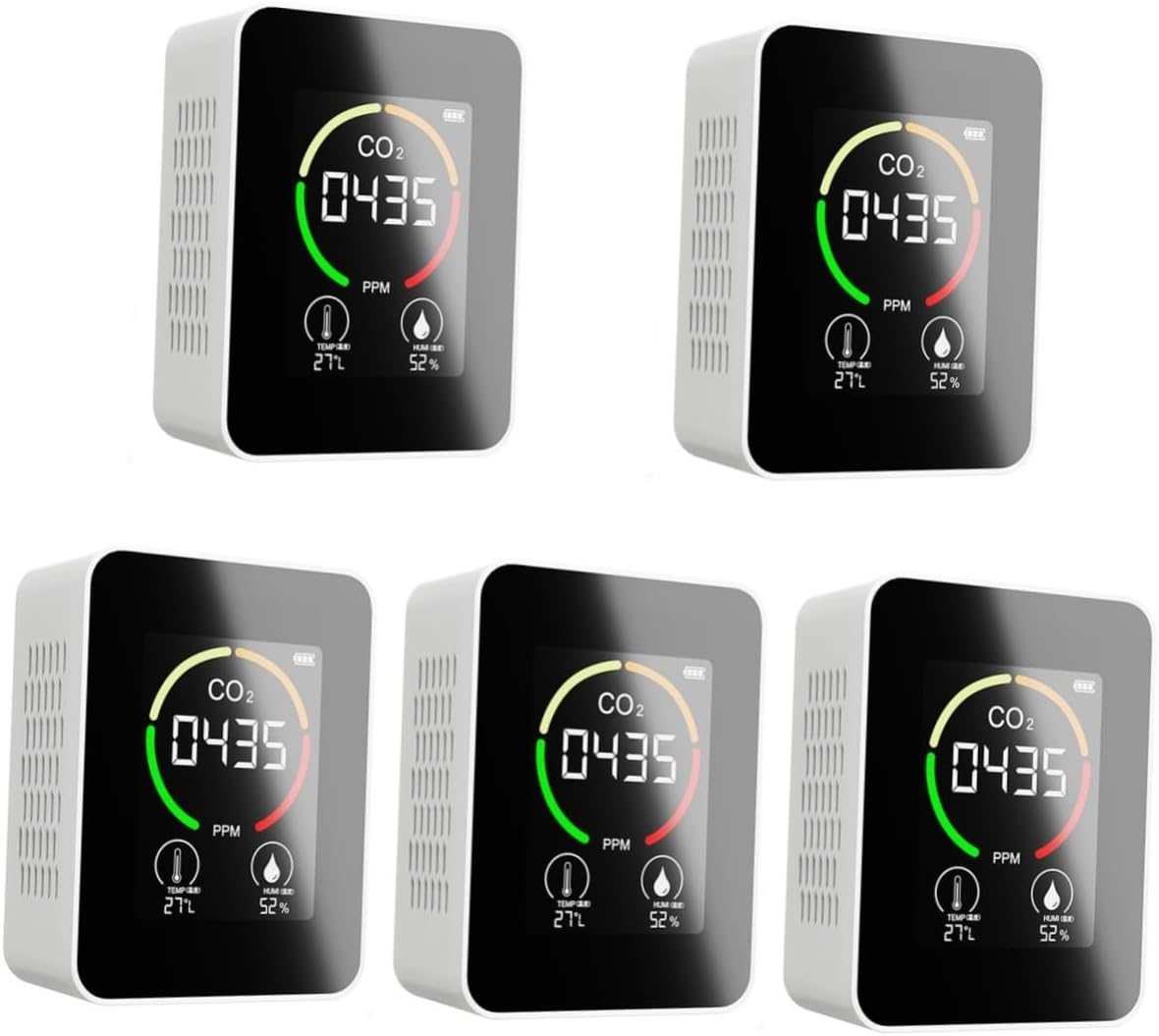 DOITOOL 5 Sets Co2 Detection Carbon Dioxide Detector Carbon Monoxide Quality Detectors Agriculture Gas Monitor Carbon Alarm Temperature Monitor Gas Sensor Rubber White