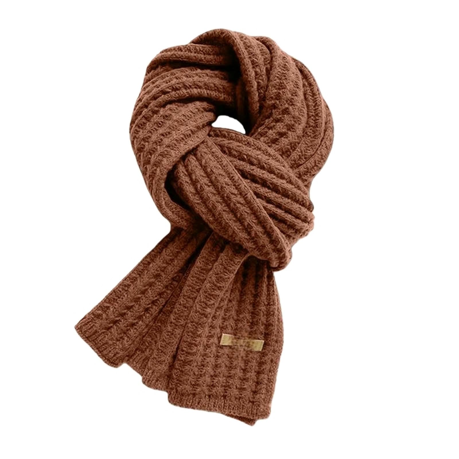 WANGSHUO Scarfs Thickening Warm Knitting Scarf Men Women Neck Cover Riding Bibwinter Thermal Warmer Skiing Red Scarves-coffee-one Size