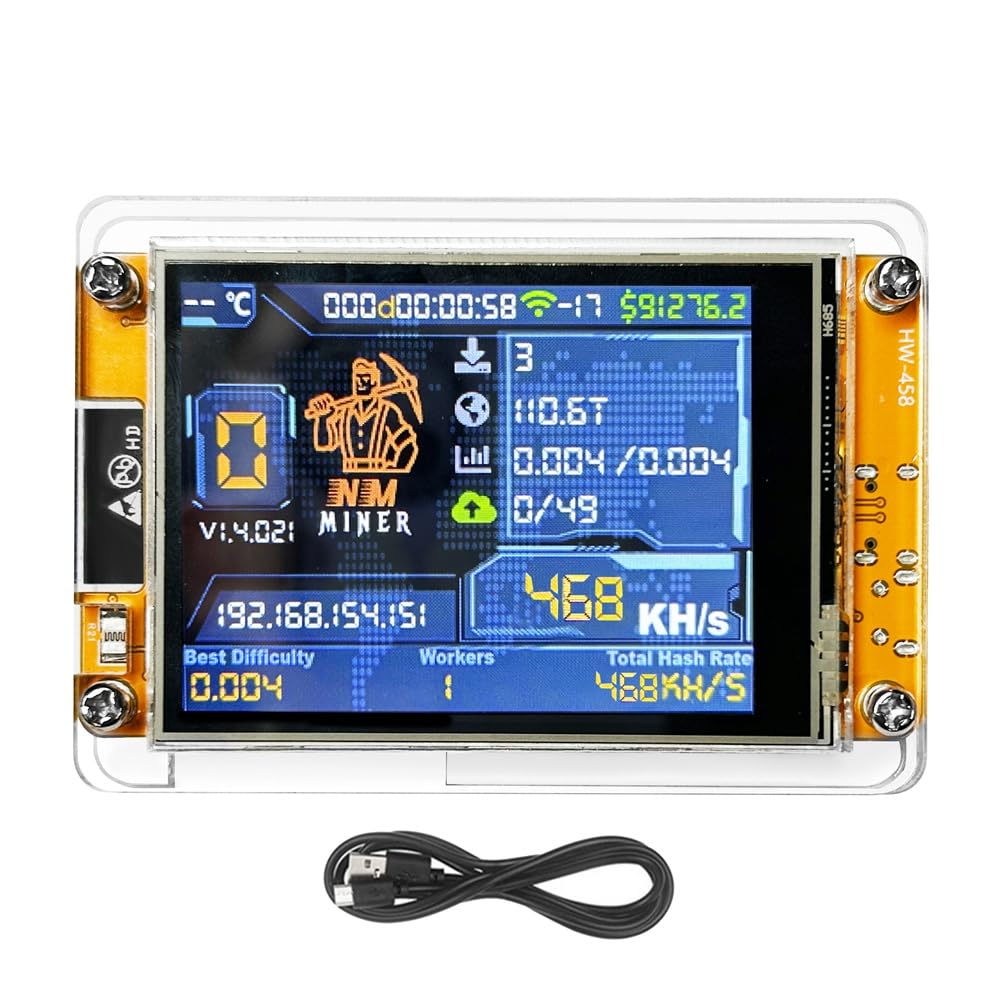 Buerjia V2 468KH/S Hashrate BTC Solo Lottery Miner 2.8 Inch Smart Display Bitcoin Crypto Lottery Miner