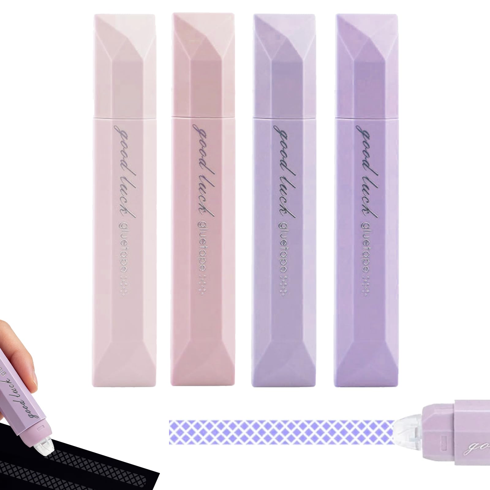 4 Pcs Double Sided Tape Pens for Crafting, Double Sided Tape Roller Glue Tape Roller, Scrapbooking Tape & Glue Roller for Card Making, Photo Mounting, Gift Wrapping, Journaling Supplies, School Office