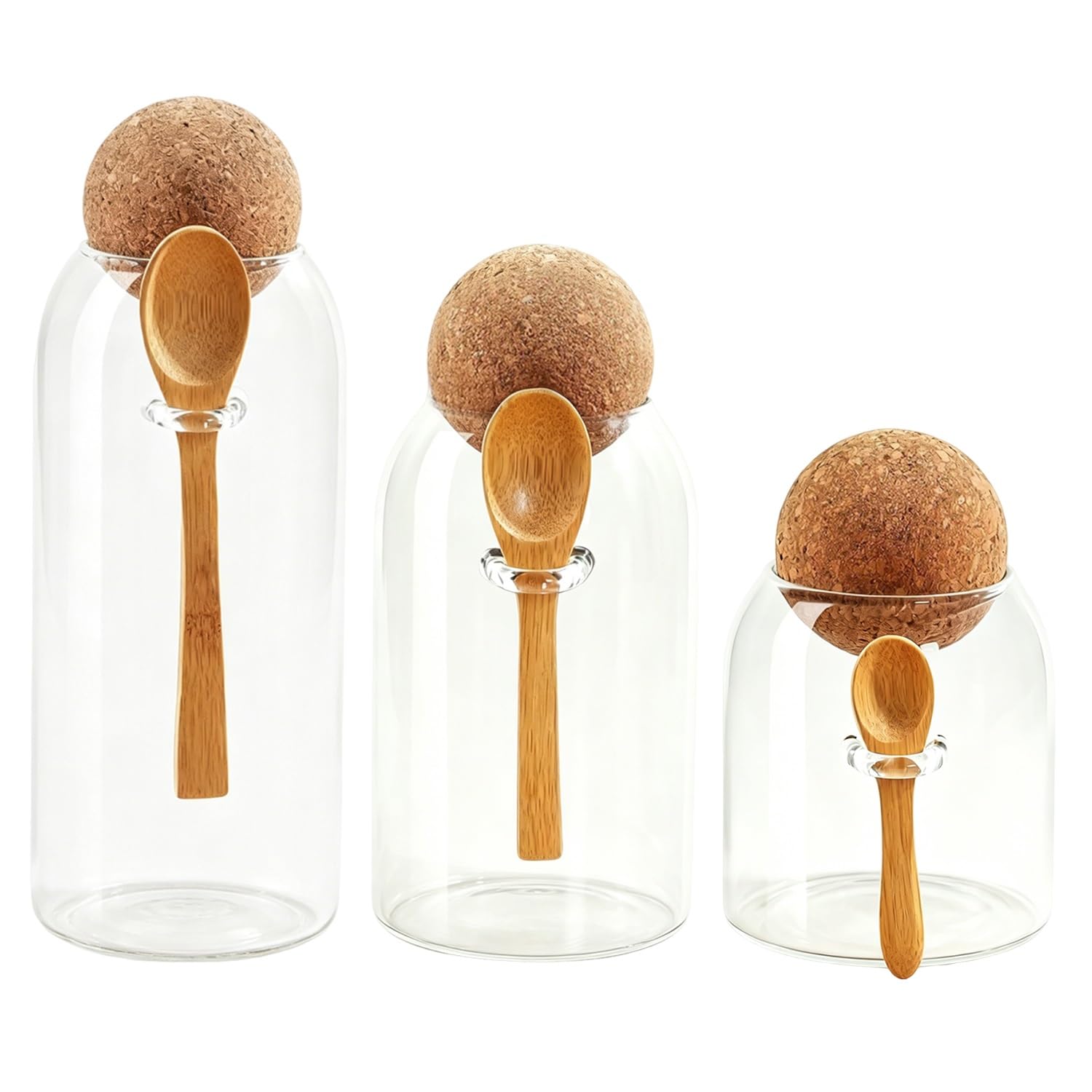 Cylinder Glass Canisters with spoon Decorative Stoppers Container Stores Nuts Coffee Beans