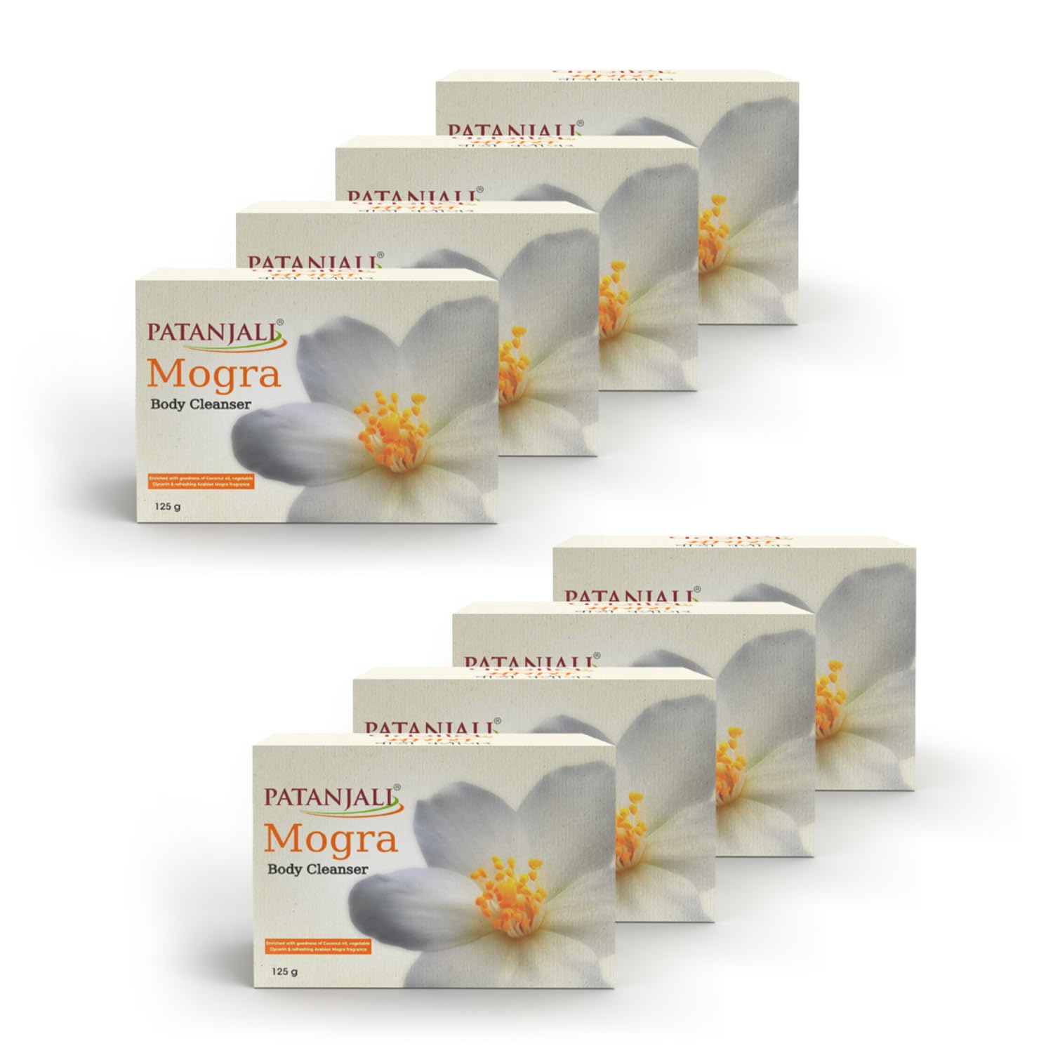 Patanjali Mogra Body Cleanser Soap 125g, Refreshing Body Wash, Gentle Cleansing Soap, Suitable for All Skin Types (Pack of 8)-image-7