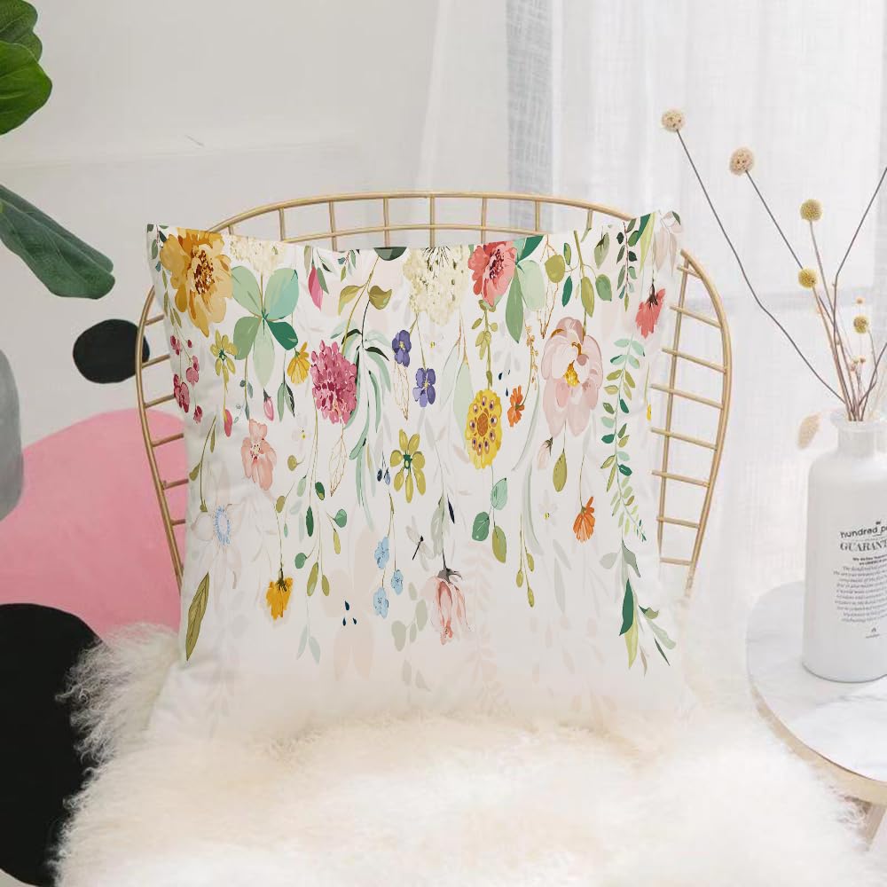 Hyosxw Set Of Floral Branch. Flower Pink Rose Green - A9 Cushion Cover,Throw Pillow Case Home Decorative For Living Room Bedroom Sofa Chair 18X18 Inch,Set Of Floral Branch. Flower Pink Rose Green Leaves. Botanical Wildflowers Arra,Pillowcase 45X45cm