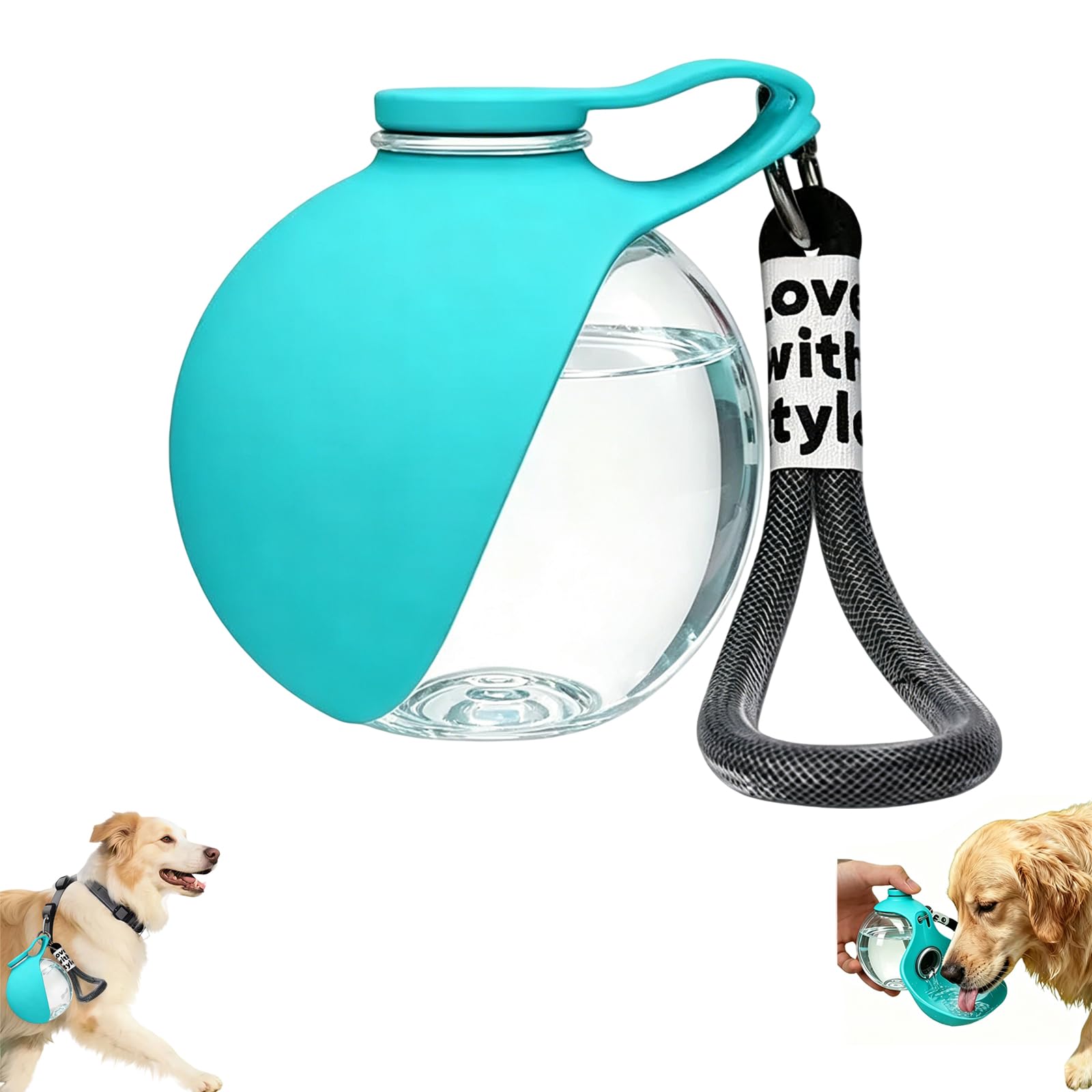 Botella de agua para perros con cuenco de silicona plegable, botella portátil de 285 ml, botella a prueba de fugas, botella de retorno de agua, ligera, compacta, viajes, senderismo, recipiente