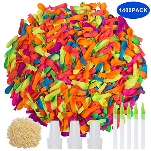 Trooer 1400 Pack Water Balloons Refill Kits Latex Multicolor Water Balloon Self Sealing