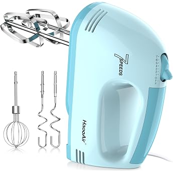 Hand Mixer 7-Level Adjustable Kitchen Mixer 304 Stainless Steel Accessories 1 x Whisk 2 x Dough Hooks 2 x Stirrers - Ideal for Kitchen and Baking Applications Blue