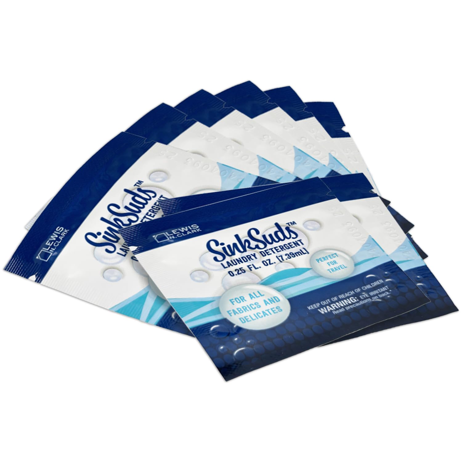 SinkSuds Laundry Detergent, Travel Size Liquid Soap, TSA Compliant, Safe for All Fabrics, 8 Packets (Packaging May Vary), 8 Packets, 0.25 Fl Oz (Pack of 1)