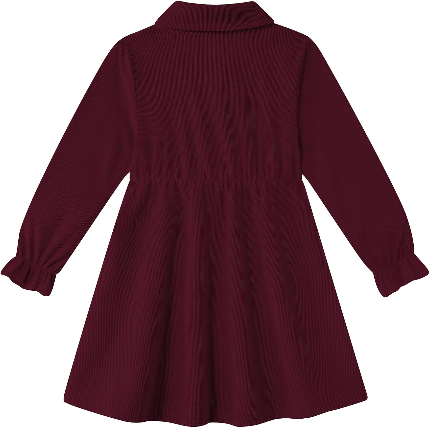 Vieille Toddler Long Sleeve Dress Girl Ruffle Fall Dress Kids Solid Casual Outfits 2-6T - Image 3