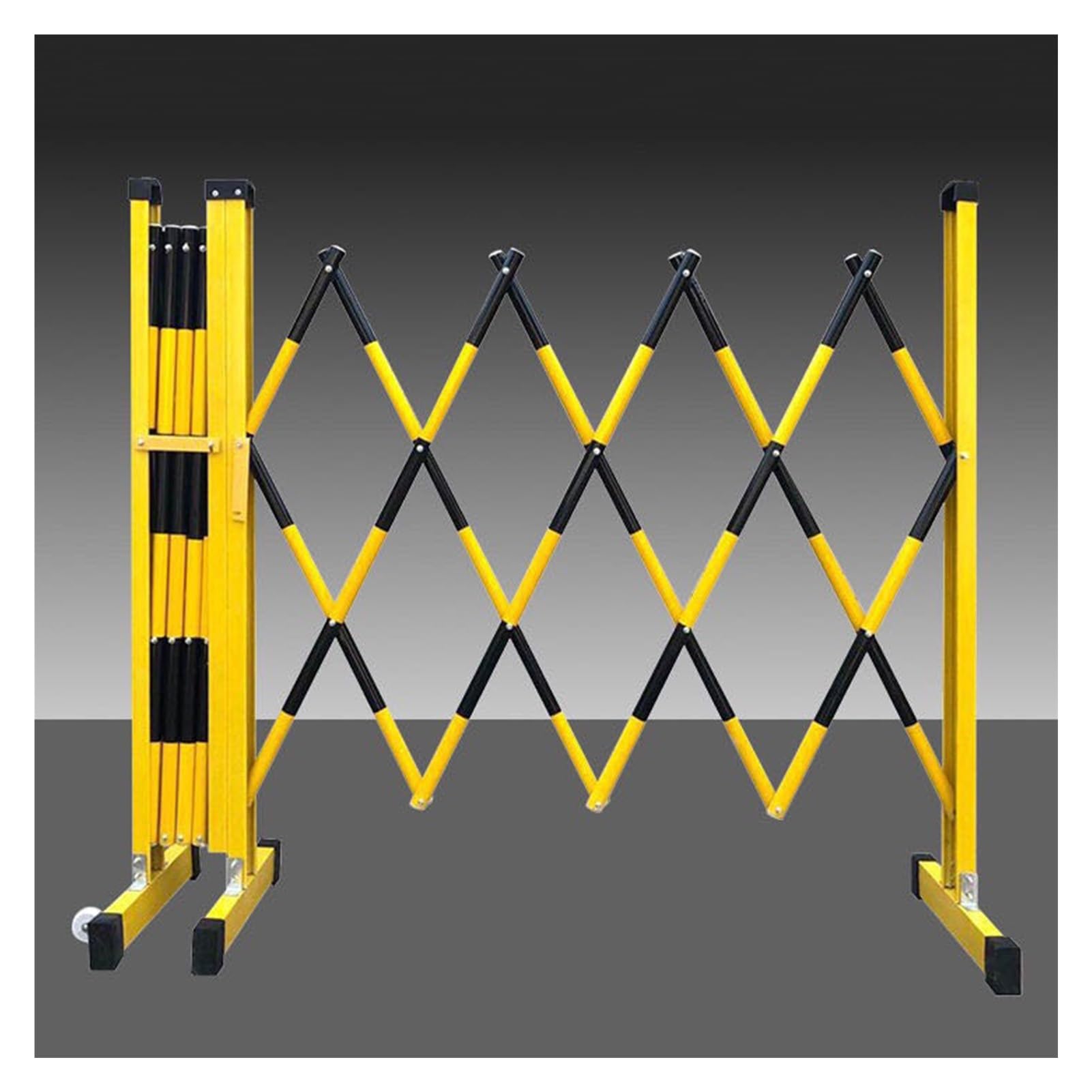 Barrière de Circulation rétractable - Clôture de Route/allée Pliable et Extensible avec Portail Ciseaux pour Chantiers - Hauteur : 1,2 m - Couleur : Jaune - Dimensions :