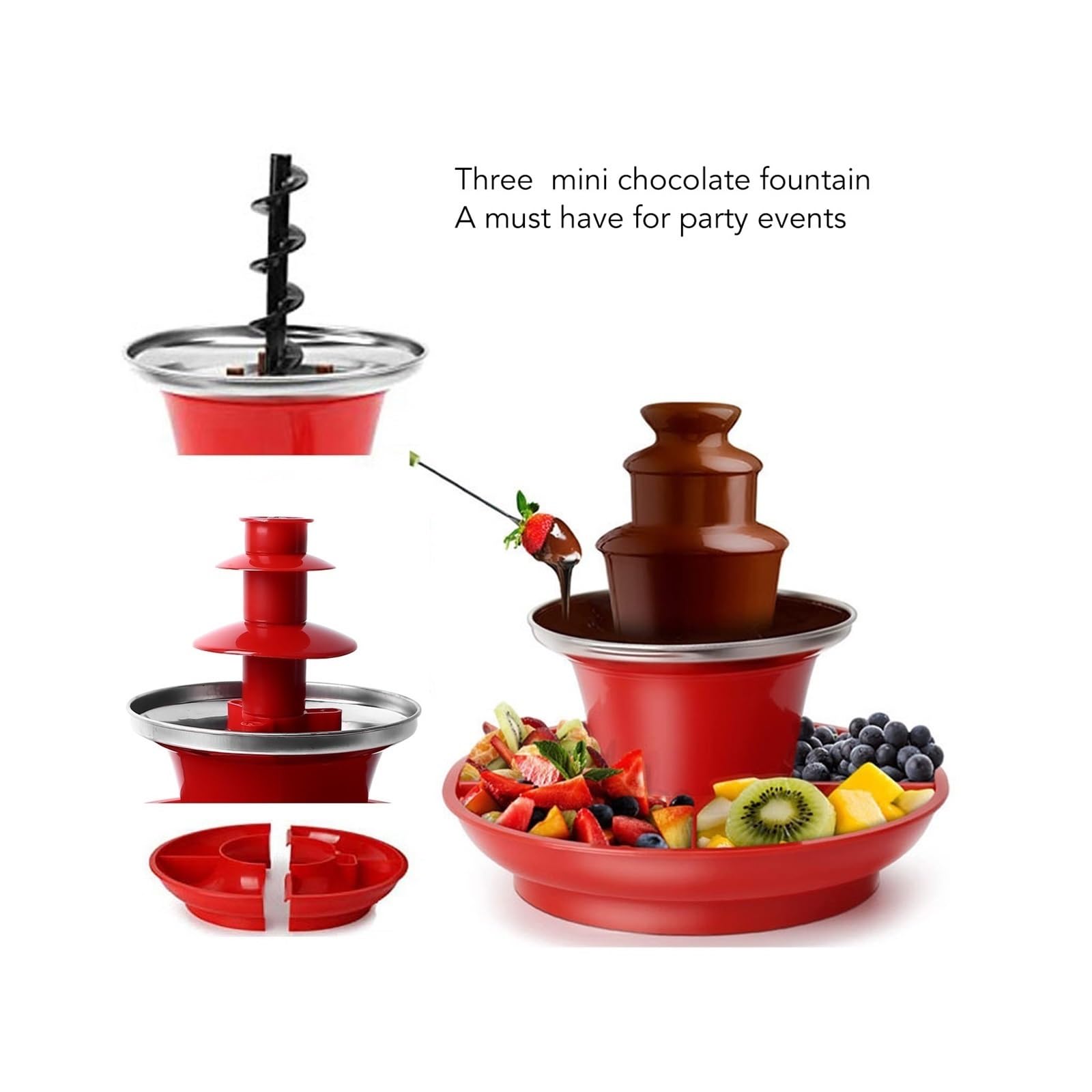 Fuente De Chocolate Máquina Tres Capas con Placa Desmontable Acero Inoxidable Alta Capacidad For Fiesta Flujo Continuo Y Suave
