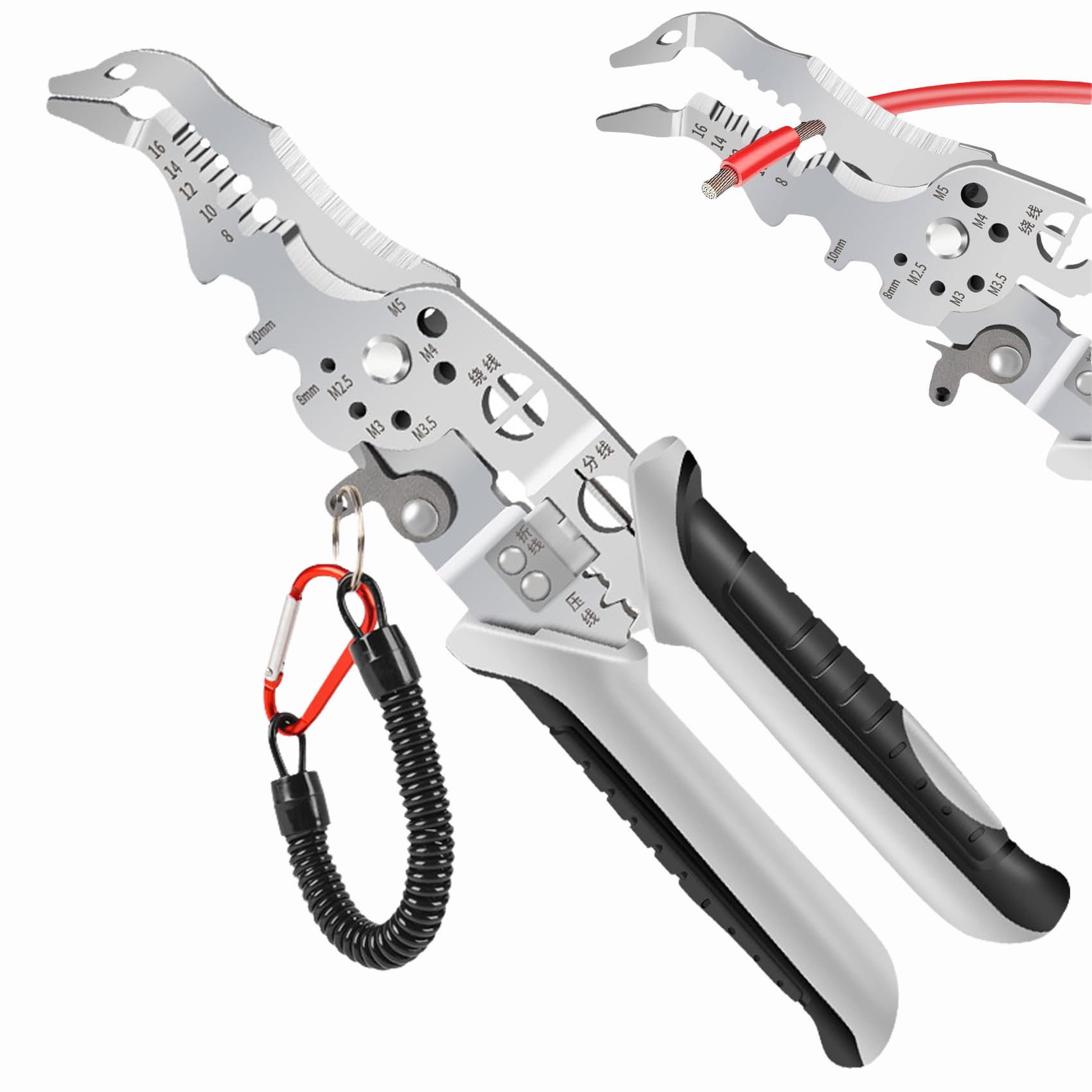 Cemssitu Bent Head Multifunctional Wire Stripper Crimper Cable Cutter Pliers, 10 In 1 Electric Wire Stripper Tool, Wire Strippers Electrical, Professional Electrician Pliers With Screw Cutter (Bent Head)